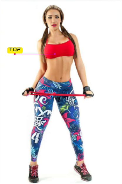 Colorful Garden Red Sports Top