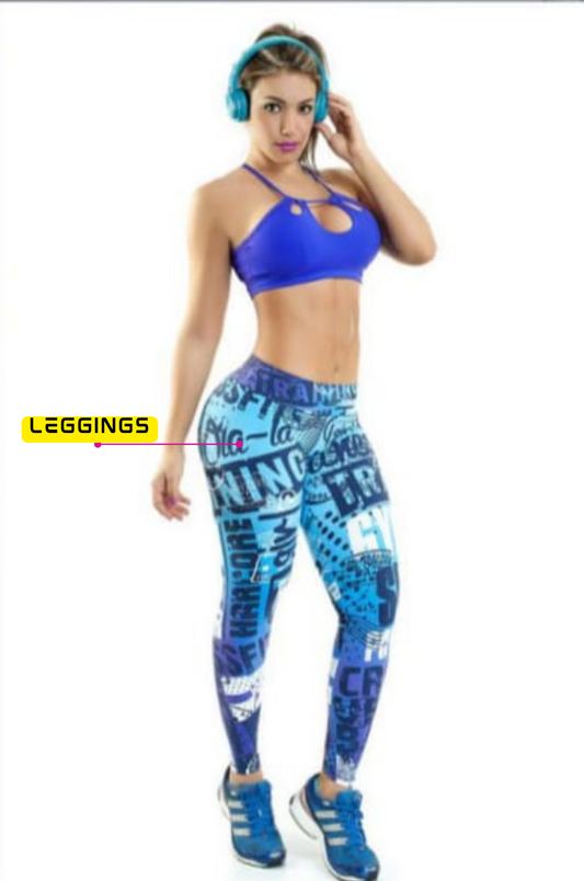 Postal Blue Printed Leggings