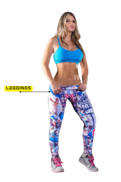 Americana Modern Multicolor Urban Print Leggings
